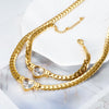 Love Heart Zircon Necklace Bracelet Dubai Cuban Chain Jewelry Set For Women Stainless Steel Gold Color Plated - Image 5