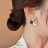 Imitation Pearl Flower Stud Earrings For Women Colorful Crystal Petal Temperament Earrings Jewelry - Image 4