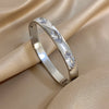 Shiny Colorful Zircon Smooth Cuff Bangle Bracelet for Women Gold Plated Stainless Steel Wide Bracelets Jewelry Gifts - Image 5