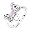 Clover Adjustable Ring Silver Rotating Cherry Blossom Flower Open Rings For Women Wedding Jewelry Gift - Image 14