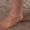 Chic Three-layer Rice Bead Round Anklet for Women,Gold Color Stainless Steel Snake Chain Anklets,Summer Vacation Jewelry Gift - Image 1