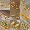 2PCS/Set Gold Color Hoop Earrings for Women Korean Design Crystal Pearl Dangle Earring Jewelry De - Image 1