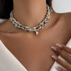 Two-Piece Irregular Bead Necklace Set with Heart Pendant - Image 3