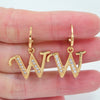 Gold Color Clear Zircon CZ Name Alphabet Initial Letter Dangle Earrings for Women - Image 12