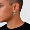 Retro Viking Hoop Earrings for Men Boys,Stainless Steel Resin Moon Hoop Earrings, Jewelry Gift - Image 5