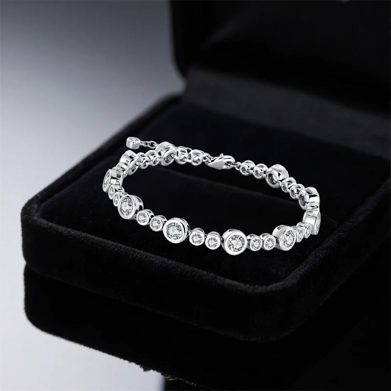 Silver Bracelet Bangles Shining Zircon Charms Bracelets For Woman Wedding Jewelry Memorial Day Gifts - Image 1