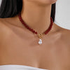 Vintage Imitation Pearl Choker Necklace for Women Glass Stone Irregular Bohemian Ethnic Style Charming Party Jewelry Gift - Image 4