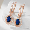 Shiny Blue Zircon Dangle Earrings for Women Rose Gold Color Party Daily Jewelry - Image 2
