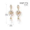 Elegant Cubic Zirconia Leaf Dangle Earrings for Women Imitation Pearls Bridal Earring Wedding Jewelry - Image 6