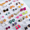 100Pair Women Plastic Enamel Small Stud Earrings Set Girls Heart Star Animal Moon Plastic Geometric Earring Set Jewelry Gifts - Image 1