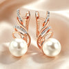 Geometry Pearl Drop Earrings for Women Rose Gold Silver Color Mix Zircon Boho Ethnic Wedding Jewelry - Image 1