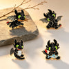 Cute Black Dragon Enamel Pin Set 4 Pcs, Cartoon Fantasy Creature Lapel Brooches, Gold‑Plated Badges for Backpack Decorative Pins - Image 1