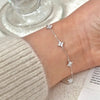 2pcs Silver Four-leaf Flower Necklace Bracelet Set for Women Adjustable Link Chain Necklace Set Jewelry Gift - Image 3