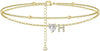 CZ Ankle Bracelets for Women Gold Plated CZ Initial Dainty Layered Heart Anklets Foot Chain Summer Beach Jewelry - Image 13