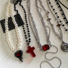 Stainless Steel Spiral Sun Glass Cross Pendant Necklace Layered Choker Star Charm Necklace Grunge Y2K Neck Jewelry For Men Women - Image 2