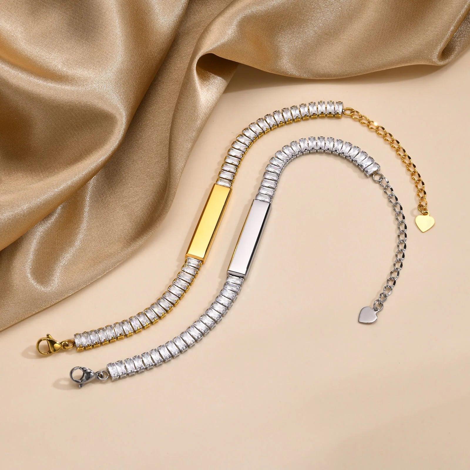Jewelry Bling CZ Stone Charm Bracelets for Women Girls, Dainty Shiny Chain Bracelet Wristband Link Party Gifts To Her - Image 1