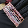 Pink Crystal Tennis Bracelets for Women Female Romantic Shiny Zirconia Adjustable Folding Buckle Chain on Hand Jewelry - Image 3