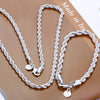 Charm silver Accessories Men 4MM 40-60cm 2PCS Rope Chain Necklace Bracelet Women Wedding Gift Jewelry - Image 7