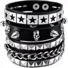 3Pcs/Set Harajuku Punk Gothic Wrap Star Bracelet For Women Men Black PU Leather Rivet Skull Bracelet Hip Hop Bangles Jewelry - Image 1