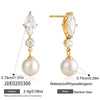 Gold Pvd Plated Zircon Pearl Wedding Earring Necklace For Women Elegant Stainless Steel Charms Jewelry Gifts - Image 8