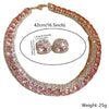 Fyuan Crystal Necklace Earrings Set Pink ABcolourful Necklace for Women Weddings Party Jewelry Sets Accessories - Image 6