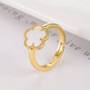 9-Color Minimalist Shell Stone Plant Flower Ring With Adjustable Opening For Women's Temperament Clover - Image 9