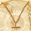 Gold Color Plating Figaro Cuban Chain T-bar Pendant Necklace Stainless Steel T-bar Pendant Necklace For Women - Image 5