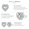 Silver Halo CZ Heart Stud Earrings Round Earrings Set Classic Engagement Jewelry for Couples - Image 18