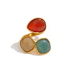Stainless Steel Colorful K9 Crystal Open Adjustable Ring Golden Pvd Plated Finger Jewelry - Image 9