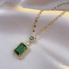 4PCS Sets Quadrate Rhinestone Necklace Earrings Ring Jewelry Set Charm Ladies Jewelry Bridal Gifts - Image 2
