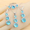 Classic Blue Zirconia Silver Jewelry Sets for Women Earrings Necklace Pendant Ring Bracelet Wedding Gift - Image 8