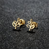 Tiny Star Moon Stud Earrings for Women Music Cross Leaf Cup Earings Stainless Steel Jewelry Gift - Image 4