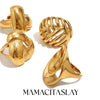 316L Stainless Steel Twisted Spiral Hollow Wide Band Open Ring Gold Plated Jewelry For Women Gift - Image 1