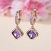 Dainty Female Purple Square Round Zircon Stone Hoop Earrings Cute Gold Color Girlfriend Gifts Wedding Jewelry For Women - Image 5