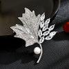 Colored Zircon Maple Leaf Shell Brooches Atmospheric Elegance Freshwater Pearl Leaf Pin Woman's Broche Accessories - Image 17