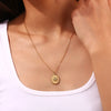 Marble Sun Pattern Round Mini Turquoise Eye Retro Round Coin Rectangular Snake Chain Freshwater Pearl Necklace - Image 4