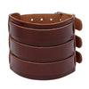 Leather Wide Cuff Bangles Punk Vintage Three Layers Wide Black Brown Men Jewelry Bracelets - Image 7