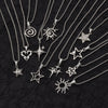 Y2K Star Sun Spiral Pendant Necklace Set Silver Tone Geometric Star Chain Necklaces for Men Women Punk Streetwear - Image 3