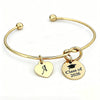 Stainless Steel 26 Letters Initial Heart Charm Bangle Bracelet Class Of Graduation Jewelry For Students Men And Women - Image 3