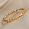 316L Stainless Steel Bangle Bracelet with Cubic Zirconia Details in Gold-Tone - Image 11