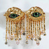 French Retro Unique Personality Exaggerated Eyes And Earrings Pearl Rhinestone Tassel Earrings Women's Jewelry Party Accessories - Image 6