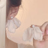 Bohemia Elegant Pink Chiffon Flower Earring for Women Lightweight Pearl Petal Dangle Earrings Romantic Wedding Party Jewelry - Image 2
