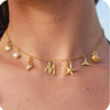 Starfish Shell Initial Necklace Gold Plated Stainless Steel Charm Necklaces Surfer Girl Summer Beach Gift - Image 14
