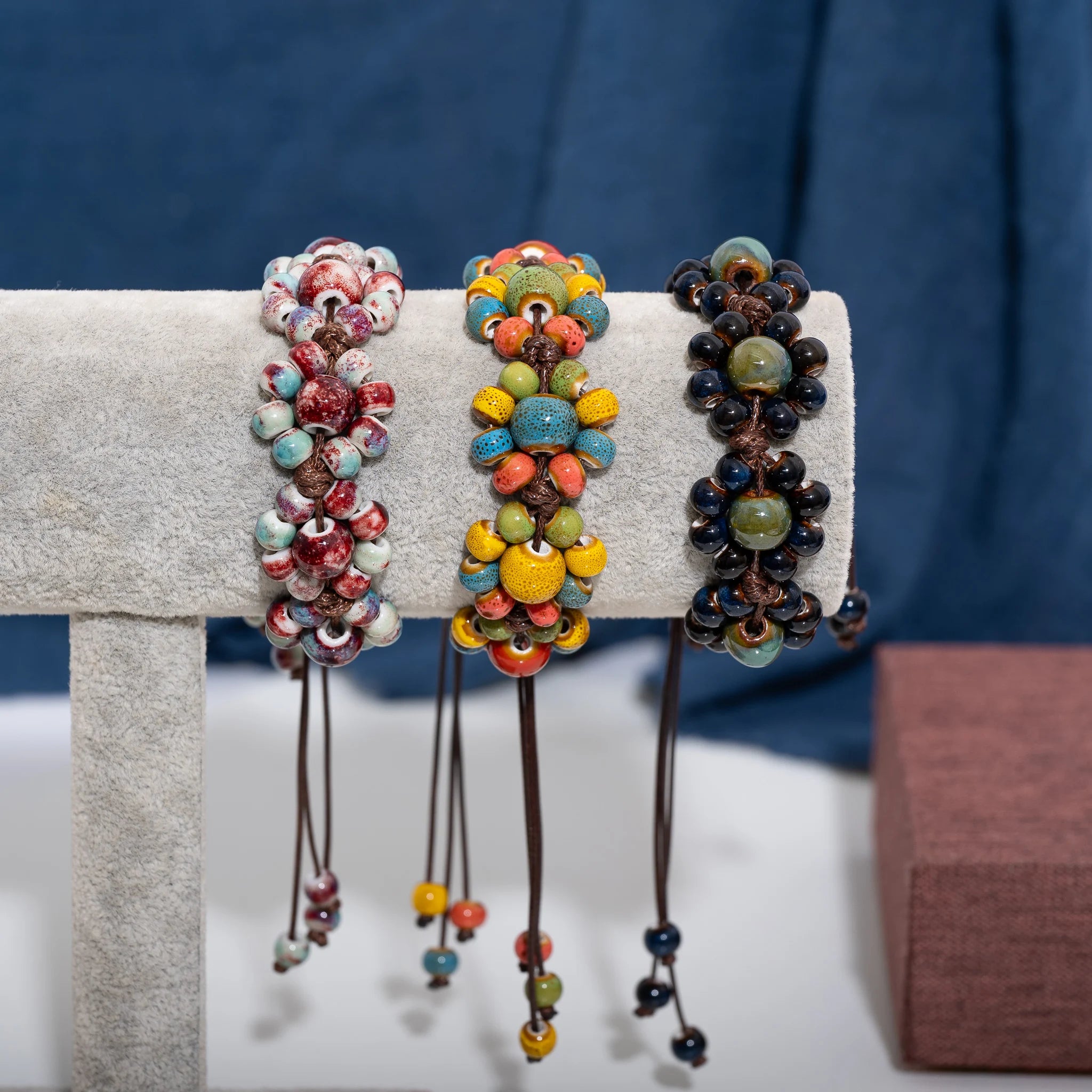 Ceramic Bead Braided Bracelet with Adjustable 12 to 28 cm Length - Image 1
