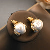 Brass Inlaid Baroque Pearl Flower Bud Stud Ring Set - Image 5