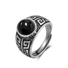 Vintage Black Onyx Silver Rings Retro Silver Oval Black Rings Tiger Eye's Jewelry Tail Rings For Men - Image 6