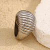 316L Stainless Steel Wide Ribbed Dome Shape Chunky Ring Gold Plated Pvd Jewelry For Women Daily Wear - Image 6