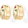 Gold Plated Silver Posts Chunky Huggie Earrings for Women Multi-Colored Cubic Zirconia Statement Hoop Earrings - Image 1
