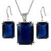 Retro Silver Necklace Earrrings Jewelry Sets for Women Ladies Wedding Engagement Big Square Crystal Zircon Pendant Hooks - Image 1