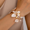 Elegant Enamel Flower Open Cuff Bracelet For Women Gold Plated Metal Pink White Blue Floral Bangles Beach Party Vacation Jewelry - Image 15